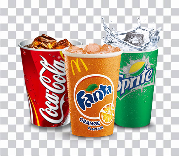 3 Coca-Cola, Fanta, and Sprite disposable cups,<br> Fizzy Drinks Coca-Cola Sprite Fanta Shawarma, <br>fanta, food, chicken Meat, Burger png free