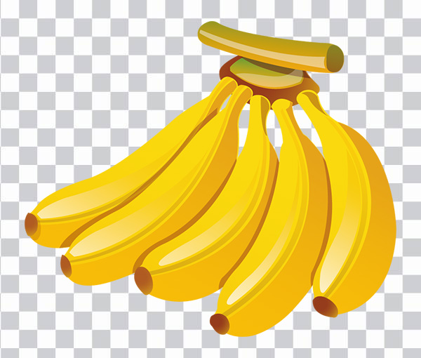 Bunch of 5 Bananas, Natural Food, Banana Illustration